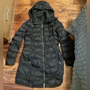 Massimo Dutti Long Puffer Coat‎ Women’s Medium • Black Quilted Hooded Jacket
